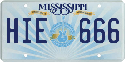 MS license plate HIE666