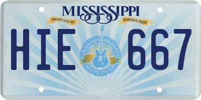 MS license plate HIE667
