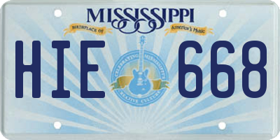 MS license plate HIE668