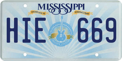 MS license plate HIE669