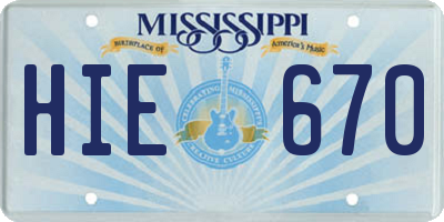 MS license plate HIE670