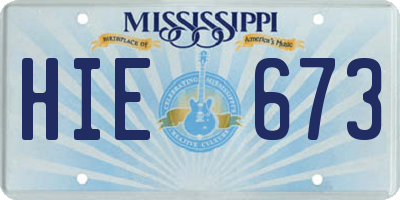 MS license plate HIE673