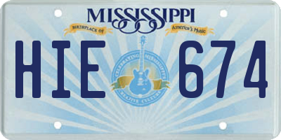 MS license plate HIE674