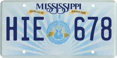 MS license plate HIE678