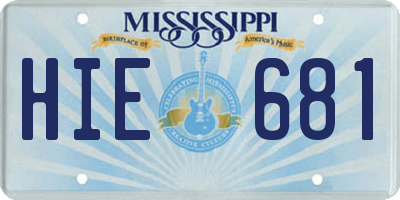 MS license plate HIE681