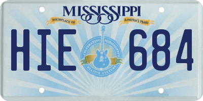 MS license plate HIE684