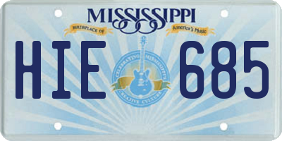MS license plate HIE685