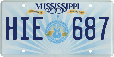 MS license plate HIE687
