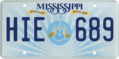 MS license plate HIE689