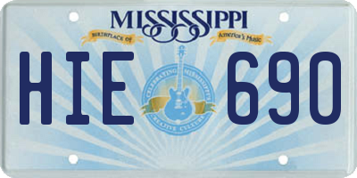 MS license plate HIE690