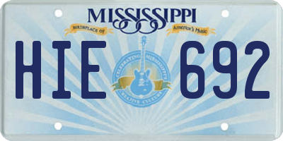 MS license plate HIE692