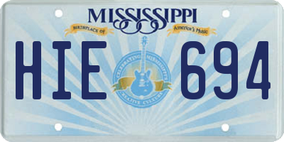 MS license plate HIE694