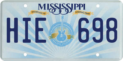 MS license plate HIE698