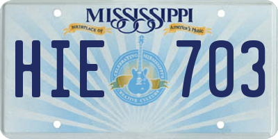 MS license plate HIE703