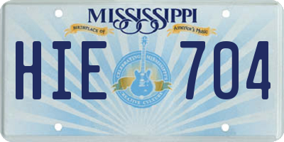 MS license plate HIE704