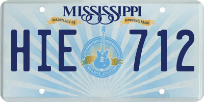 MS license plate HIE712