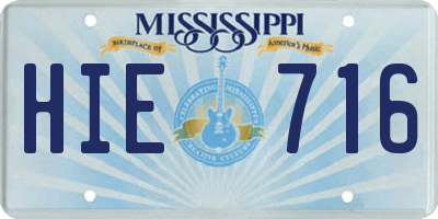 MS license plate HIE716