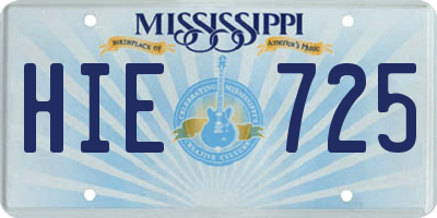 MS license plate HIE725
