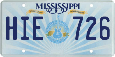 MS license plate HIE726