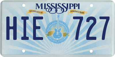 MS license plate HIE727