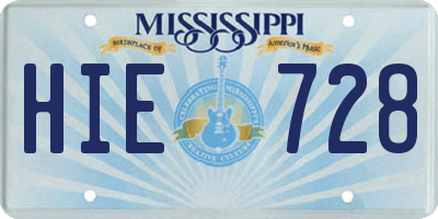 MS license plate HIE728