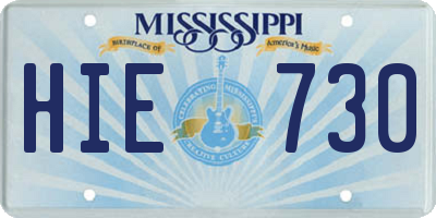 MS license plate HIE730