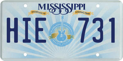 MS license plate HIE731