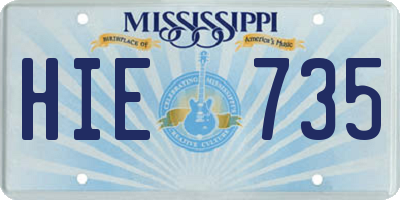 MS license plate HIE735