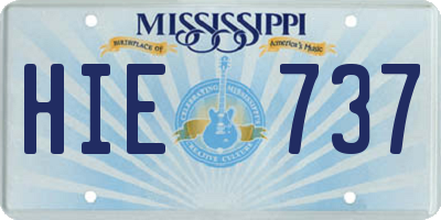 MS license plate HIE737