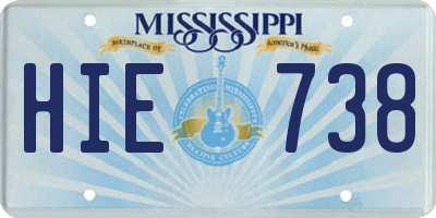 MS license plate HIE738