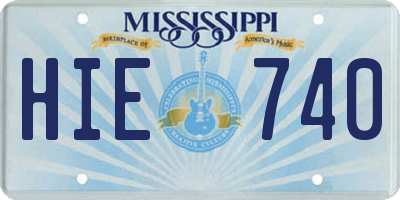 MS license plate HIE740