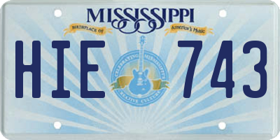 MS license plate HIE743