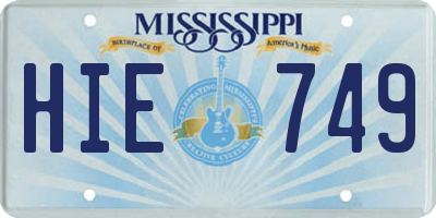 MS license plate HIE749