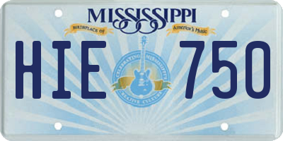 MS license plate HIE750