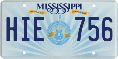 MS license plate HIE756