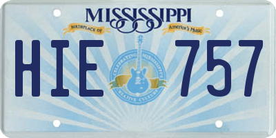 MS license plate HIE757