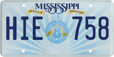 MS license plate HIE758