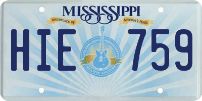 MS license plate HIE759