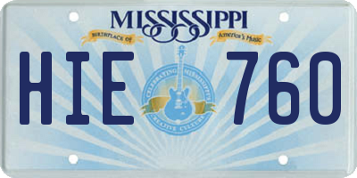 MS license plate HIE760
