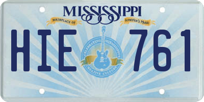 MS license plate HIE761