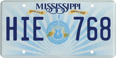 MS license plate HIE768