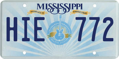 MS license plate HIE772