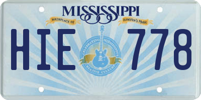 MS license plate HIE778