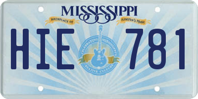 MS license plate HIE781