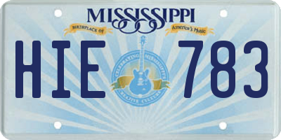 MS license plate HIE783