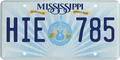 MS license plate HIE785
