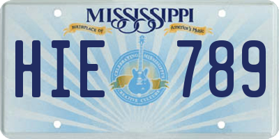 MS license plate HIE789