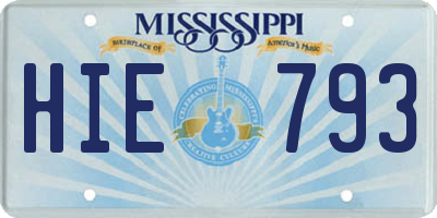 MS license plate HIE793