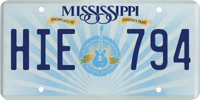 MS license plate HIE794
