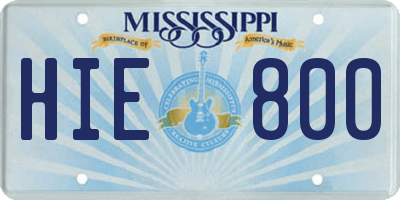 MS license plate HIE800